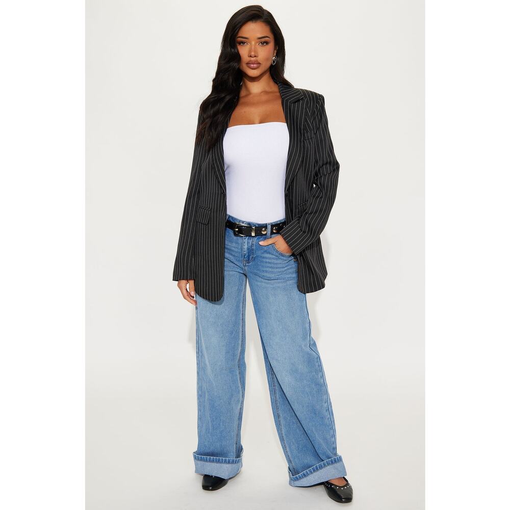 Walk The Walk Pinstripe Blazer - Black/White - Black-White - Size XL